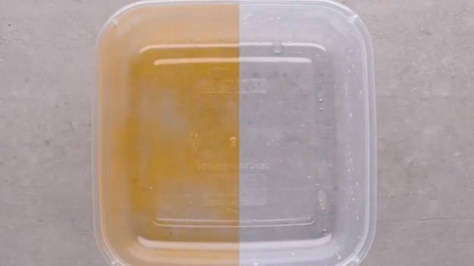 To prevent tomato sauce from staining your Tupperware, line it